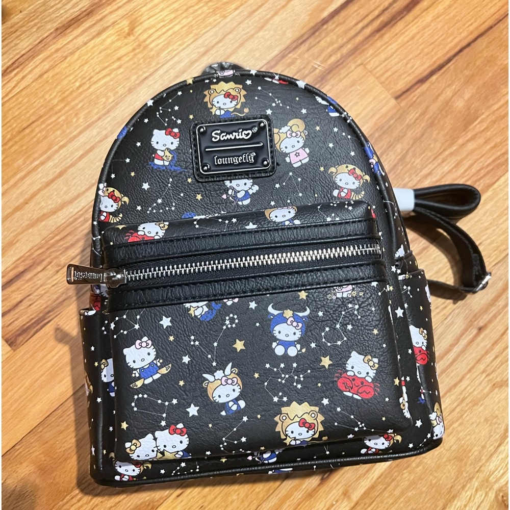 Loungefly Hello Kitty Zodiac Print Mini Backpack (One_Size, Black)